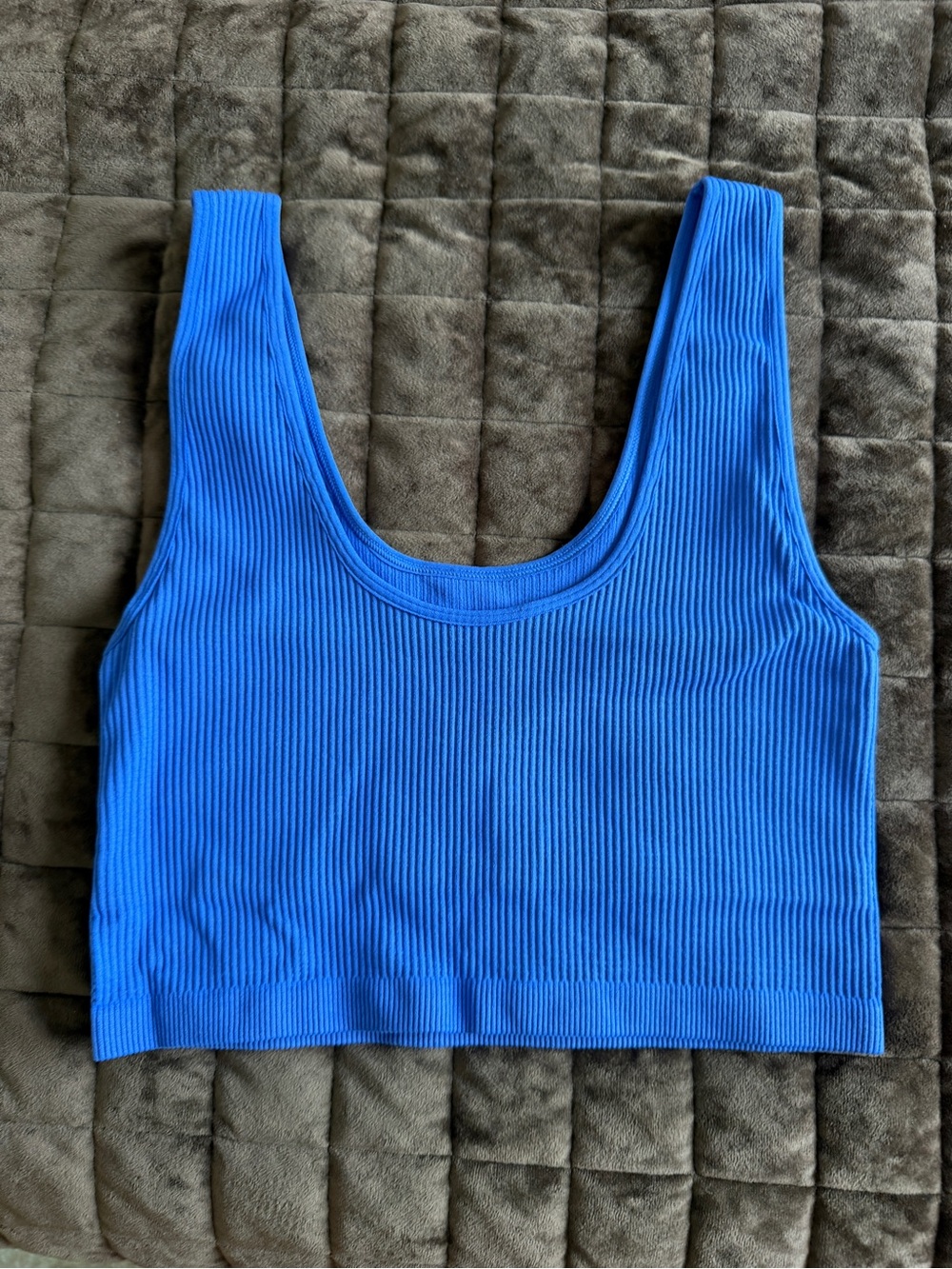 NWOT Blue Ribbed Scoop Neck Crop Tank